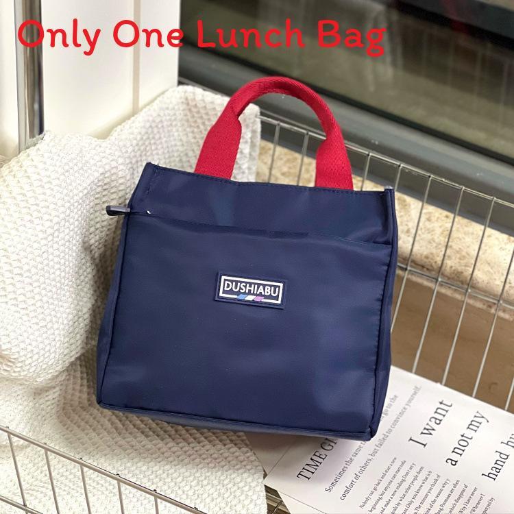 

Modern Minimalist Oxford Lunch Bag For Students And Office Use With Wide Handle And Snack Storage синий
