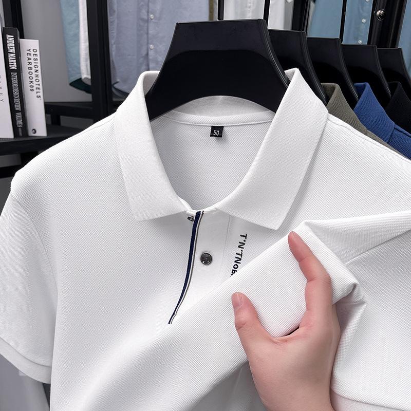 Sommar Herr Pikétröja Kort Ärm Krage Ledig Affär Hals Bomulls T-shirt Herr