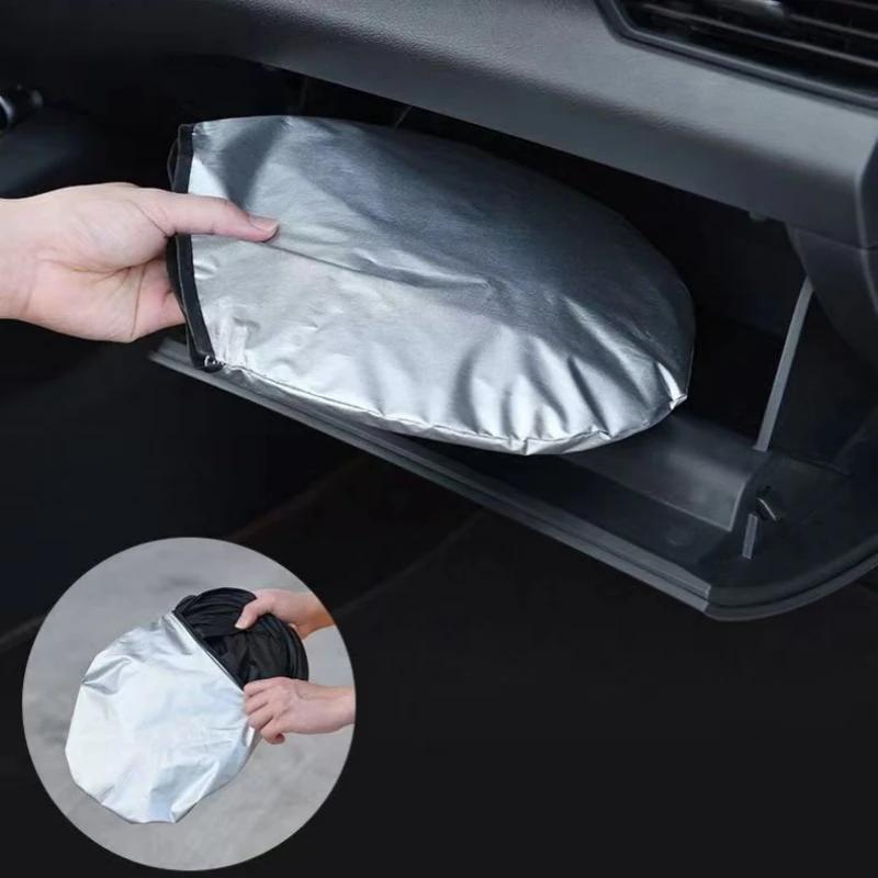 Ultra-Thick Foldable Car Sunshade - Reflective Heat Barrier & Visor With Storage Bag For Small Cars Front Windshield Coverage