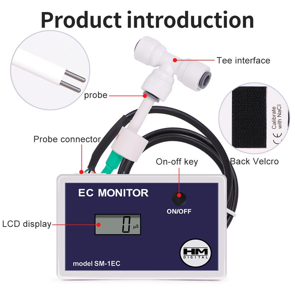 Single-channel EC Water Quality Detector 0-9990uS Online Water Quality Monitor Conductivity Tester HMSM-1 EC Meter Detector
