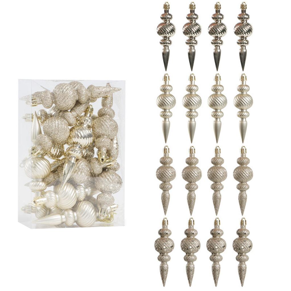 Plastic Christmas Tree Ornament Hand Painted Long Pointed Unique Shape Holiday Decoration For Window Display