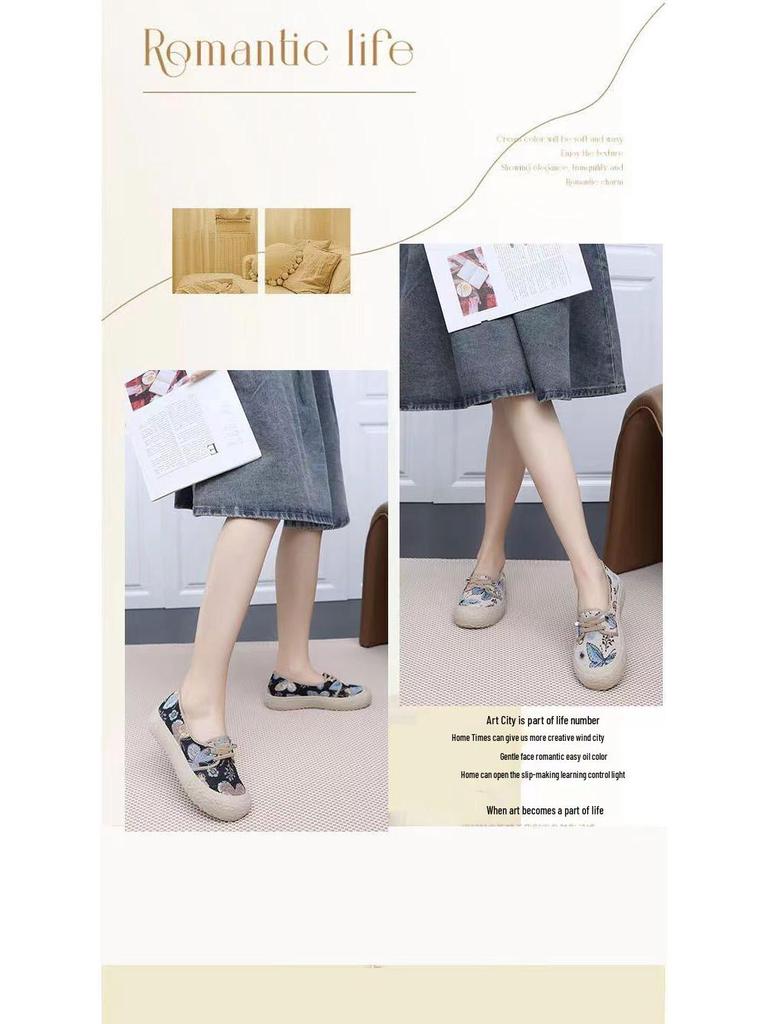 Women's Outdoor Non-slip Shock-absorbing Sports Shoes - Old Beijing Style Casual Soft Sole Badminton Sneakers