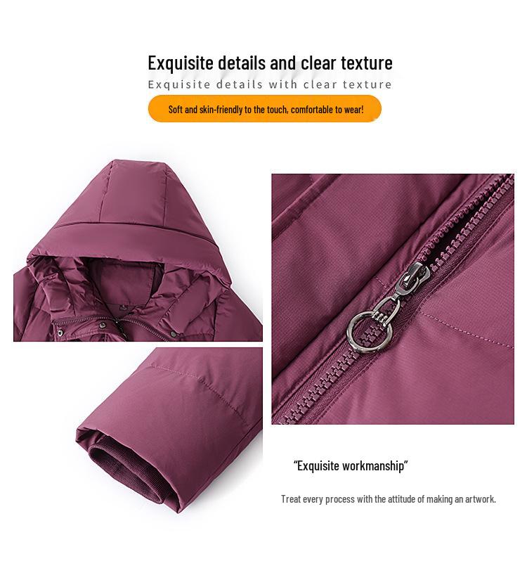 Women's Mid-Length Winter Hooded Down Coat for Middle-Aged and Elderly - Thick, Warm, and Cozy.