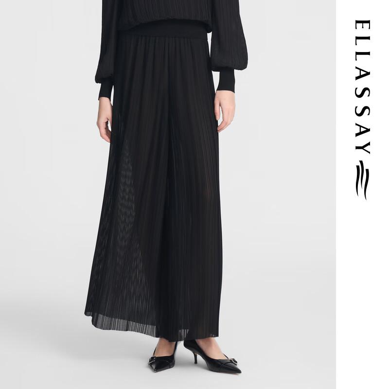 ELLASSAY Women's Elegant Pleated High-Waisted Straight-Leg Pants