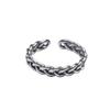 Sterling S925 Chic Silver Open Adjustable Ring With Retro Braided Design Women For