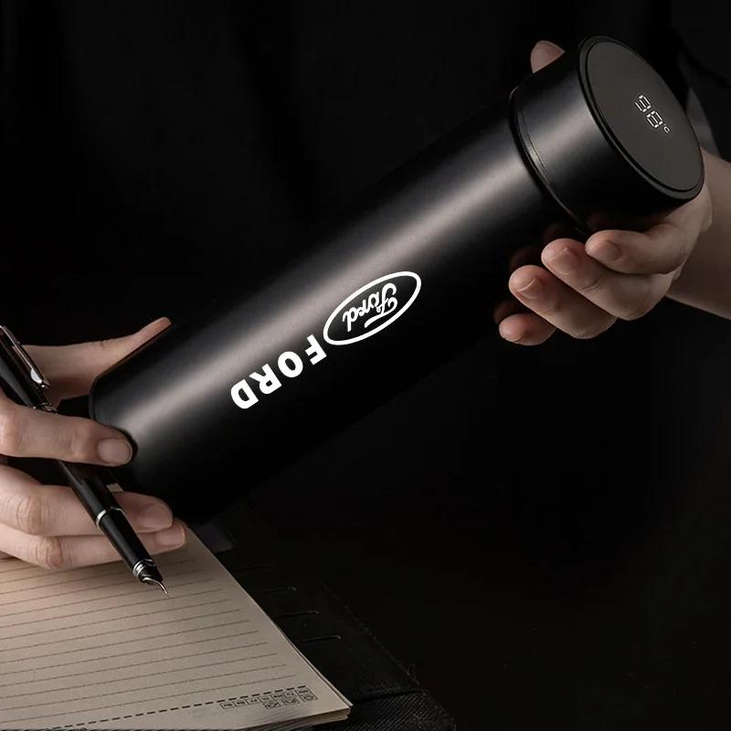 New 2026 Car Sticker For Ford Smart Insulation Cup Thermos Cup Water Bottle Led Digital Temperature Display For Ford Focus mk2 m