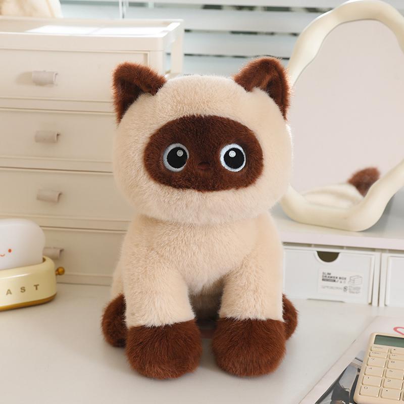 Kawaii Round Cat Plush Toy Soft Stuffed Animal Black Cat Plush Kitten Doll Pillow Gift for Girls Kids Children Home Decoration