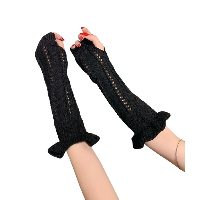 

1pair Knitted Decroation Oversleeves Fashion Women Sleeves Cold Weather Wear for Men and Women чорний