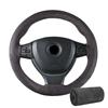 Suede Cowhide DIY Hand Sewn Car Steering Wheel Covers Auto Steering Wheel Protector Fashion Non-slip 38cm Car Accessories