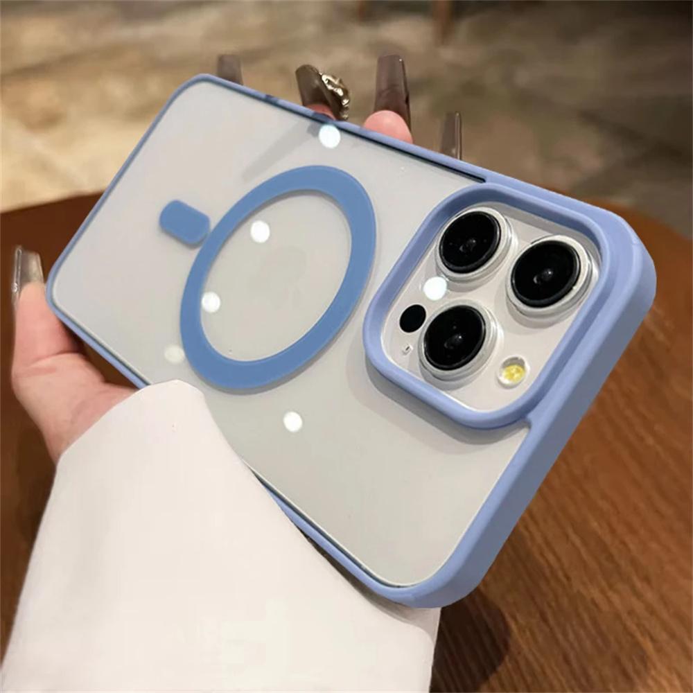 For iPhone 16 15 14 13 12 11 Pro X XS XR Max 7 8 Plus Mini Luxury Magsafe Transparent Case Magnetic Wireless Charge Phone Cover