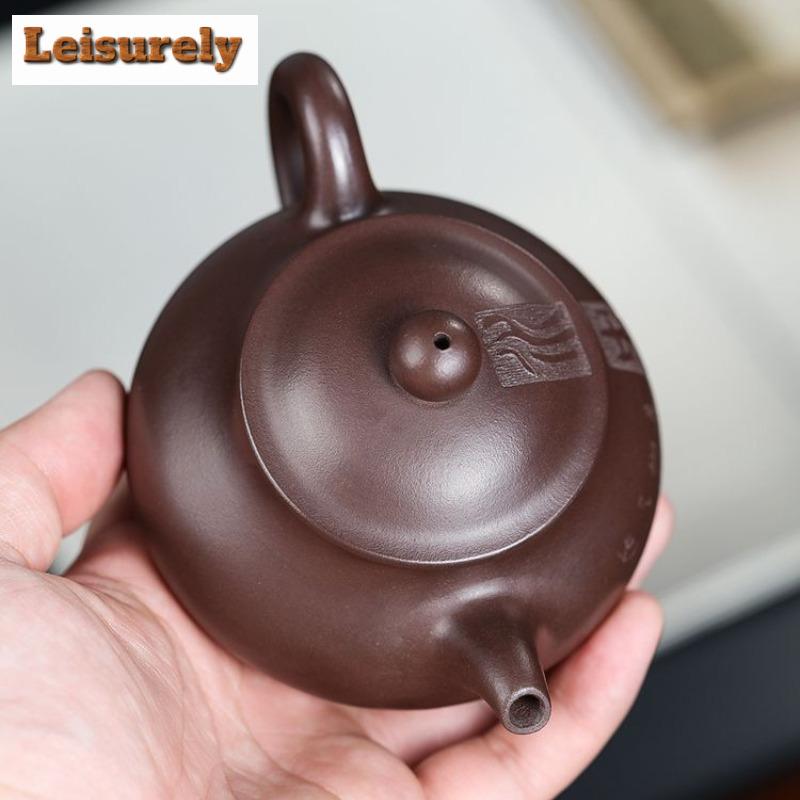 200ml Authentic Yixing Purple Clay Teapots Handmade Pan Pot Raw Ore Purple Mud Kettle With Filter Chinese Zisha Tea Set For Tea