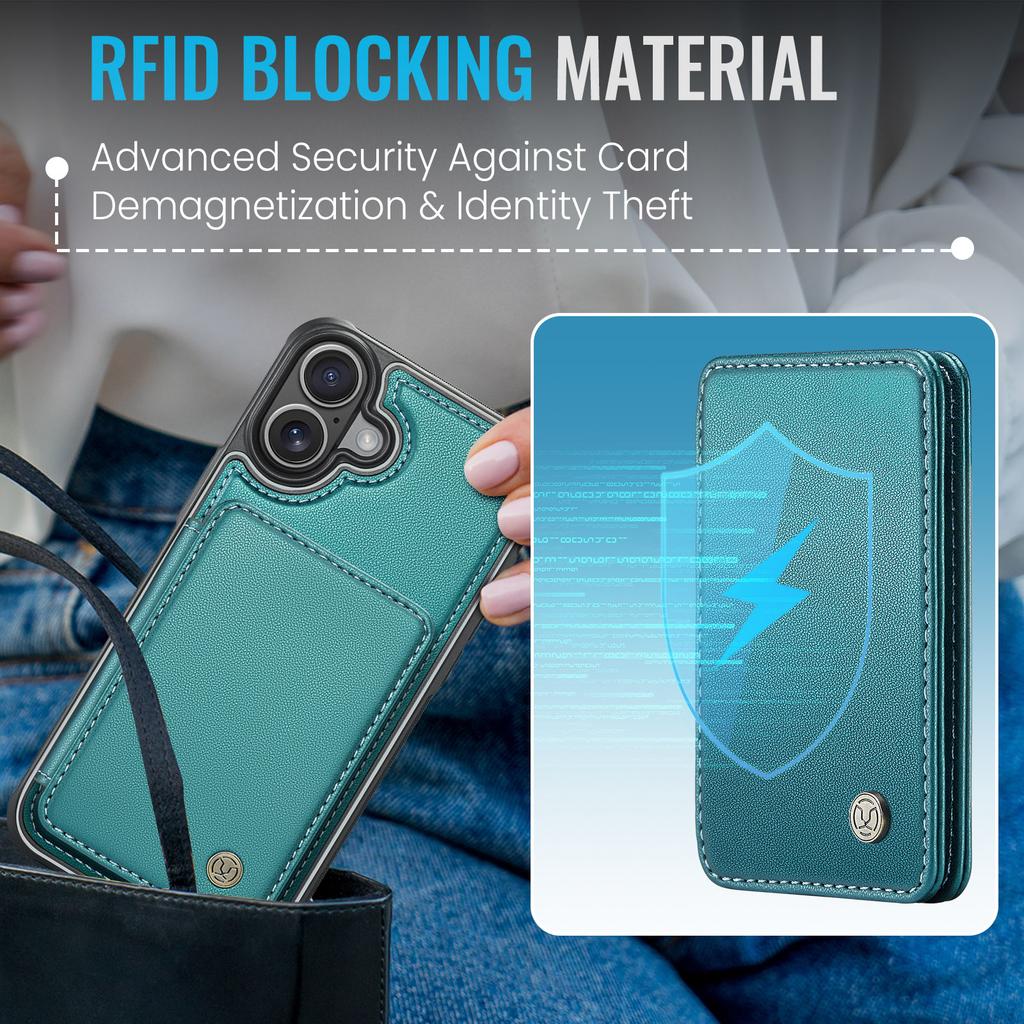 For iPhone 17 Case JEEHOOD J05 Leather Mobile Cover with Detachable Magnetic Card Bag