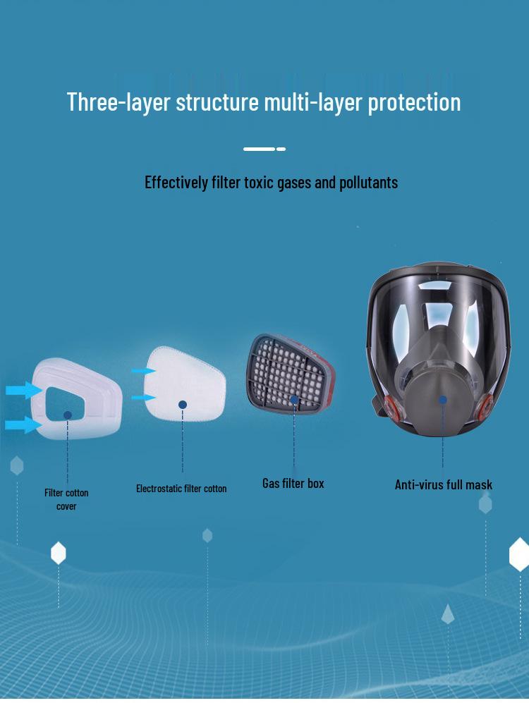 6800 Large Facepiece Gas Mask: Anti-Toxic Protection for Spray Painting, Chemical Industry, Pesticide Application, Wide Field of View Dust Defense.