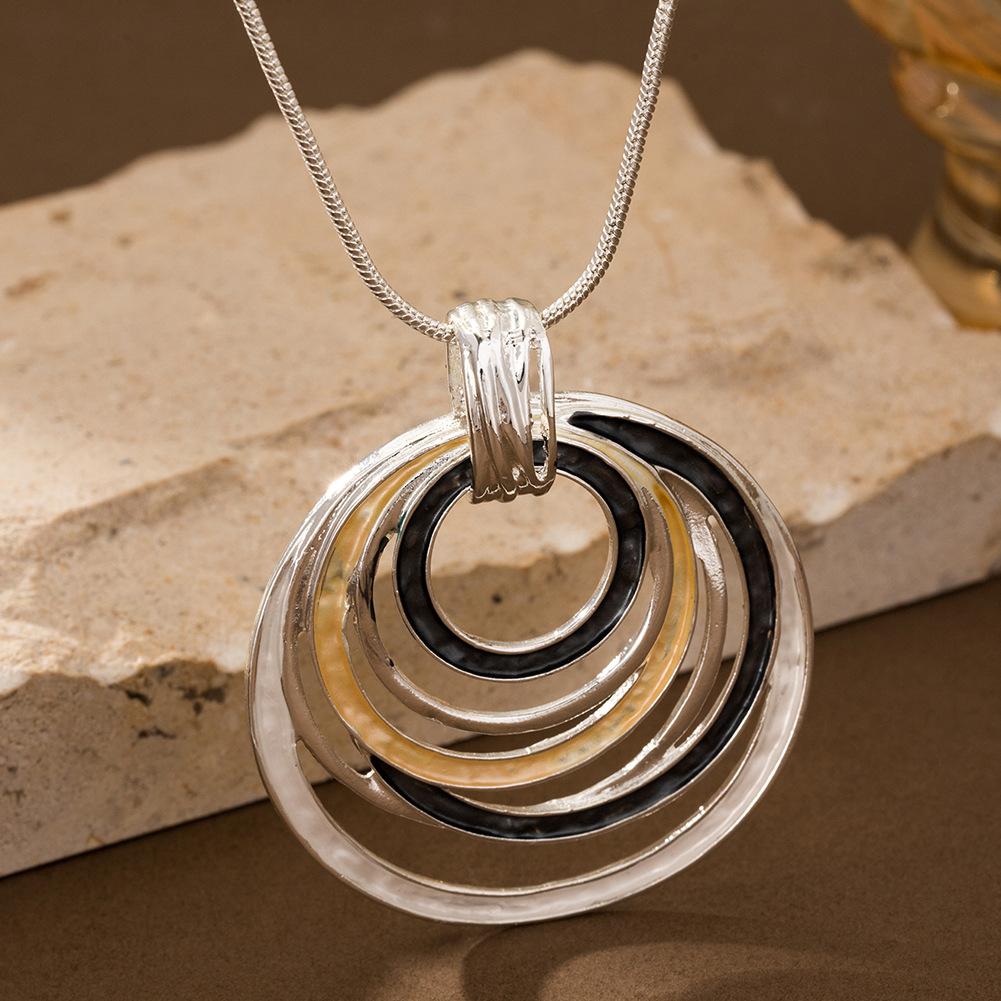 

1 шт. Ожерелье Женское Сплав Цинка Цветная Эмаль Круглый Подвеска Чокер Ювелирное Изделие Весенне-Летние Модные Аксессуары, Семейный Подарок, Подарок на День Матери серый