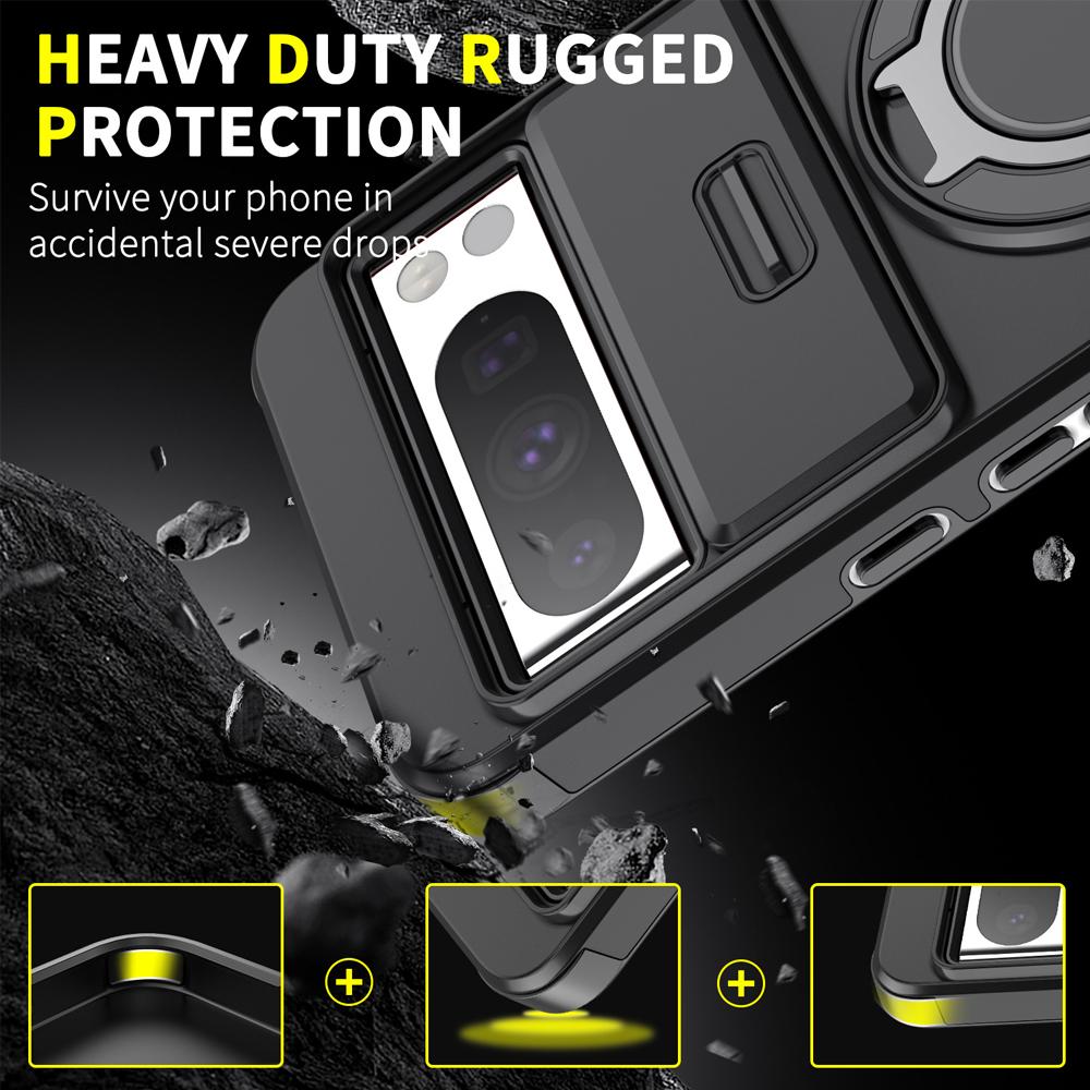 Magnetic Phone Case For Google Pixel 9A 9 Pro XL Rotating Folding Bracket Cover For Pixel 8A 7 8 Pro Slide Camera Protect Cover