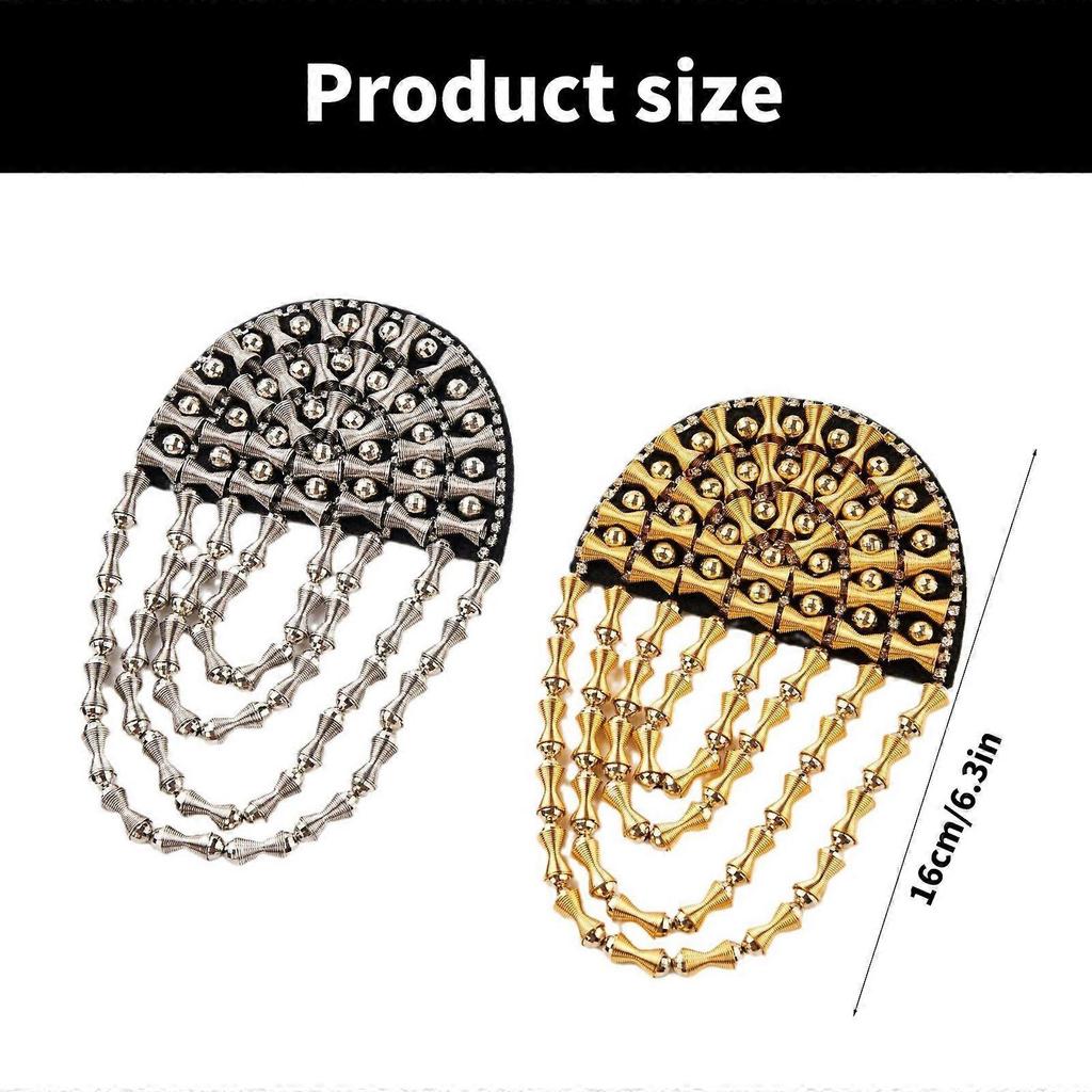 Fashionable Tassels Shoulder Epaulettes Stylish Unique Shoulder Embellishments for Men and Women Costume Silver