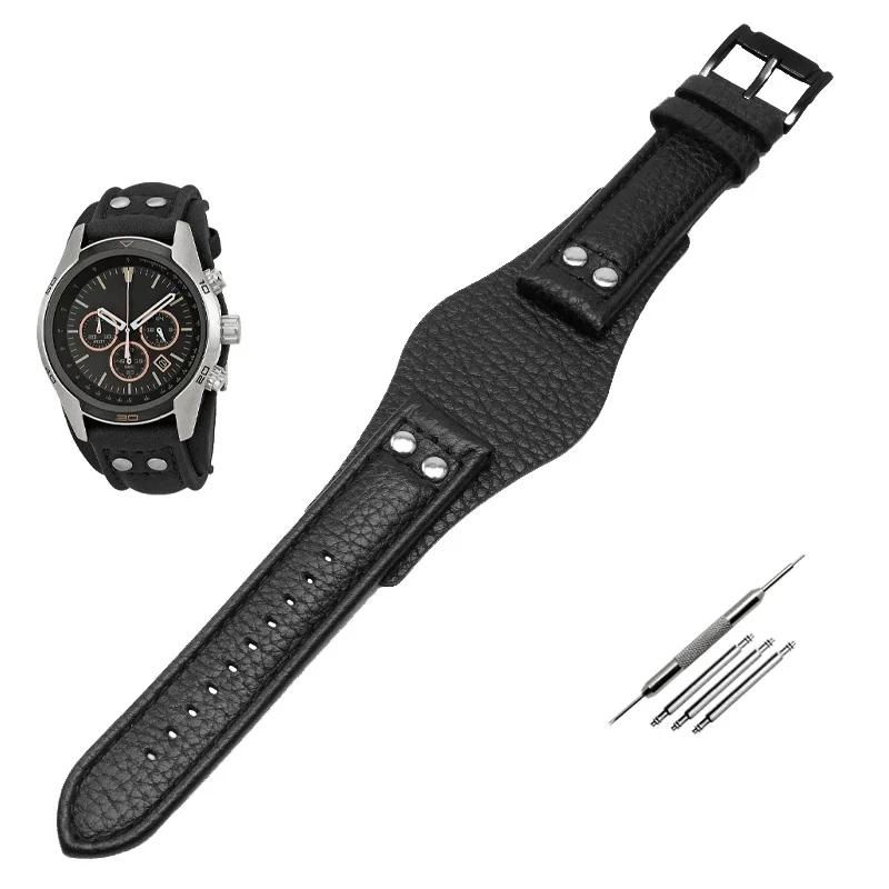 22mm Echtes Leder Uhrenarmband Für Fossil CH2592 CH2564 CH2565 CH2891CH3051 Armband Herren-Armband mit Nieten-Stil