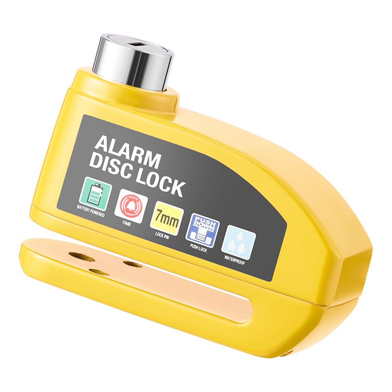 

Waterproof Motorcycle Rechargeable Disc Lock Alarm for Bicycle Anti-theft Padlock Security Protection Bike Motorbike Accessories жёлтый