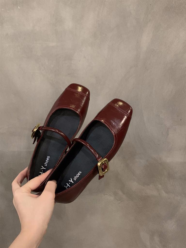 Flat Mary Jane black single shoes women's shoes spring 2025 new French evening breeze gentle Mary Jane shoes