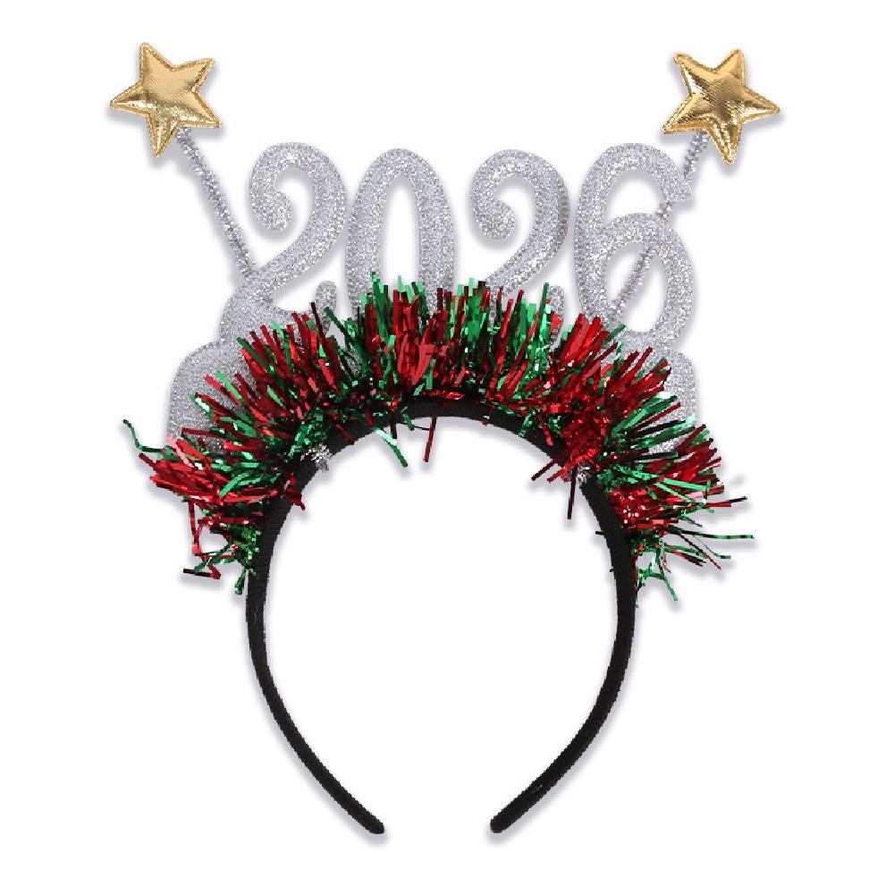 Cute 2026 Happy New Year Headband Sequin New Year Decorative Glasses  New Year Dress Up