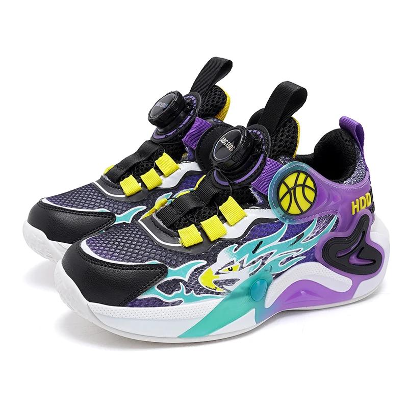 Boy Sneaker New Fashion Outdoor Kids Basketball Shoes Soft Sole School Children Sports Shoes for Boy 4 To 12 Years