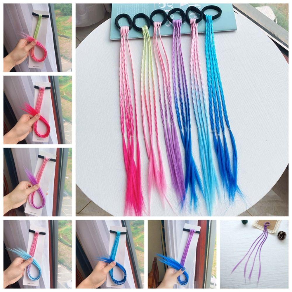 

Rubber Bands Kid Dirty Wig Gradient Braided Ponytail Cute Girls Colorful Wigs DIY