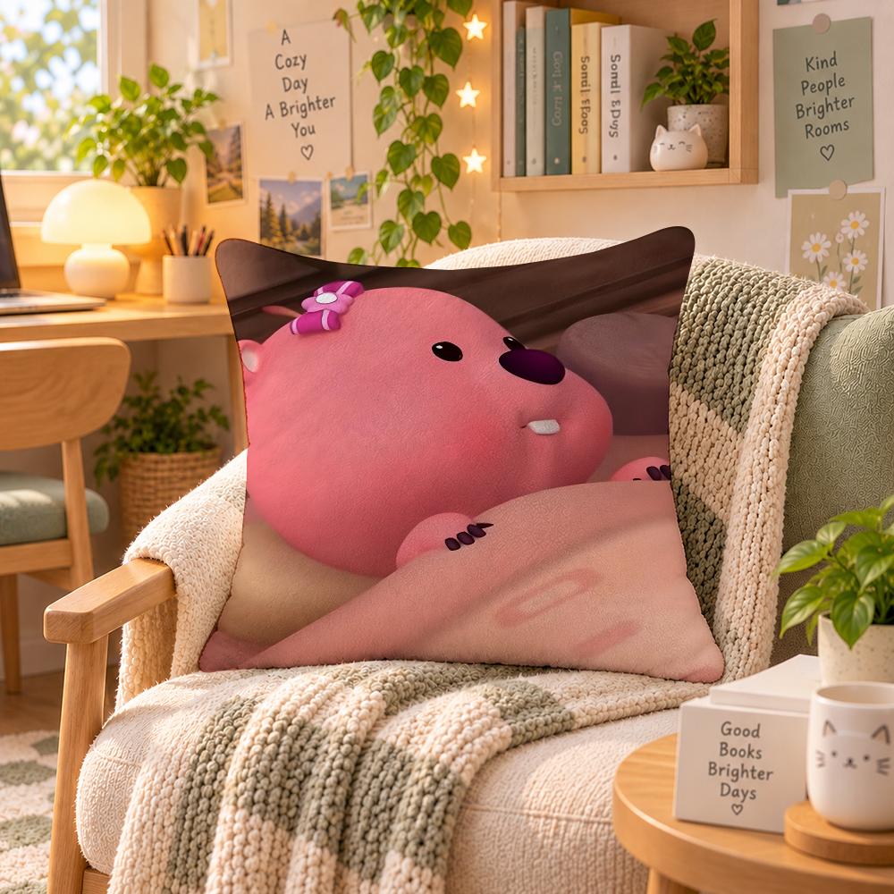 Character Loopy Kawaii Meme Cushion Cover Personalized Soft Plush Pillow Living Room Home Sofa Bedroom Office Car Cushion
