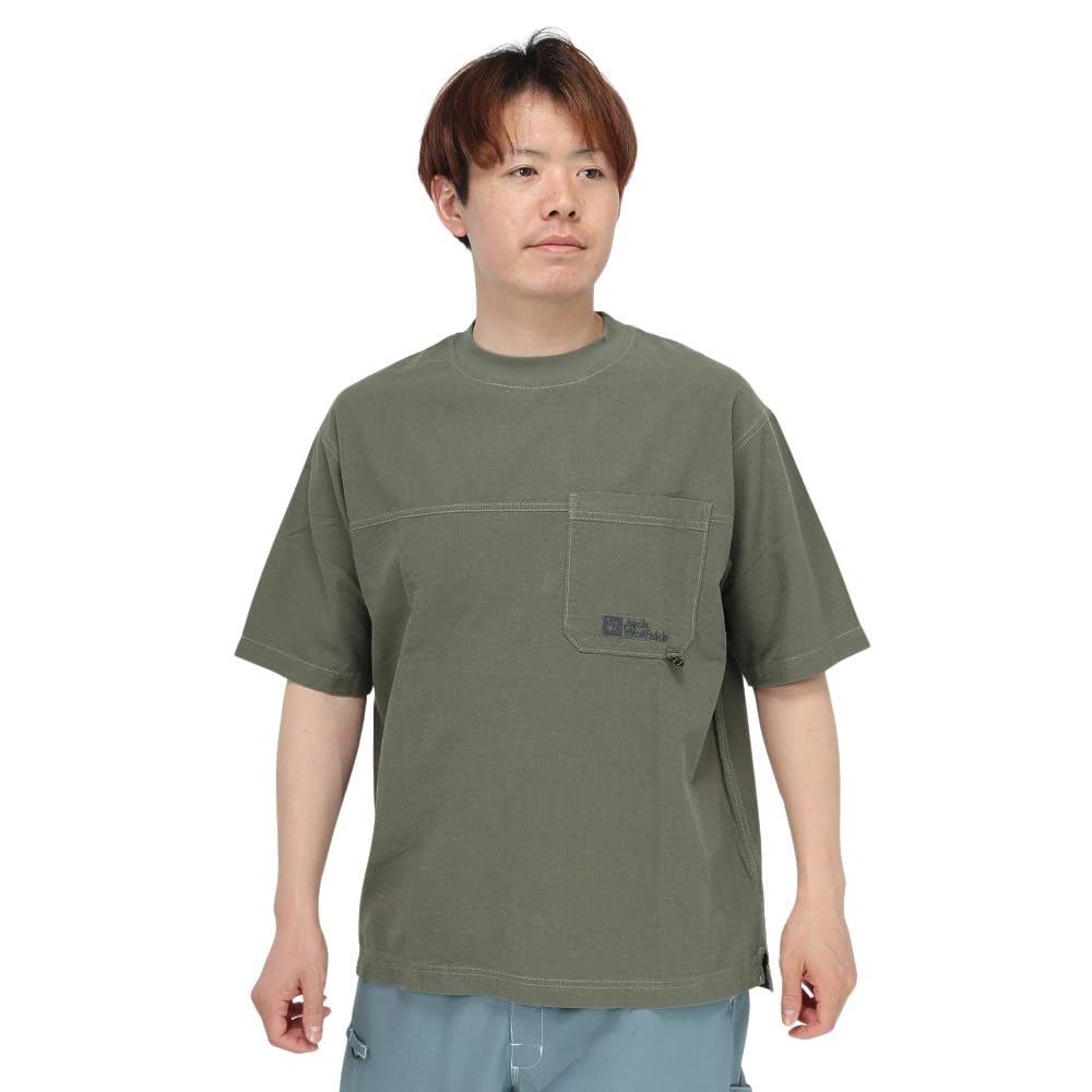 Jack Wolfskin Short Sleeve Hemp JP LHMP WOODWORKER T Cotton olive Men's T-Shirt (Moisture-Wicking, Quick-Drying, Anti-Odor, Antibacterial) [5033891 /