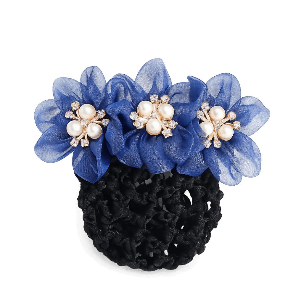 

Crochet Imitation Pearl Delicate Flower Hair Net Dual-Use Cloth Cover Net Spring Clips Colorful Ornament Hair Accessories Korean