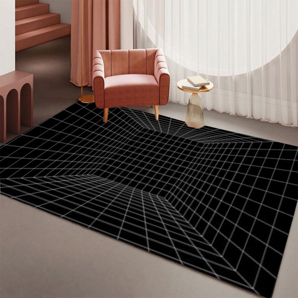 3D Geometrischer Optischer Illusion Teppich Weich Rutschfest Großer Bereichsteppich für Spielzimmer Schlafzimmer Heimdekoration Waschbare Wohnzimmer Sofa Matte
