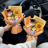 Virkat Blomsterexamenbukett Handgjorda Virkade Blommor Solrosbukett med Söt Docka Examenspresent för Pojkar Flickor