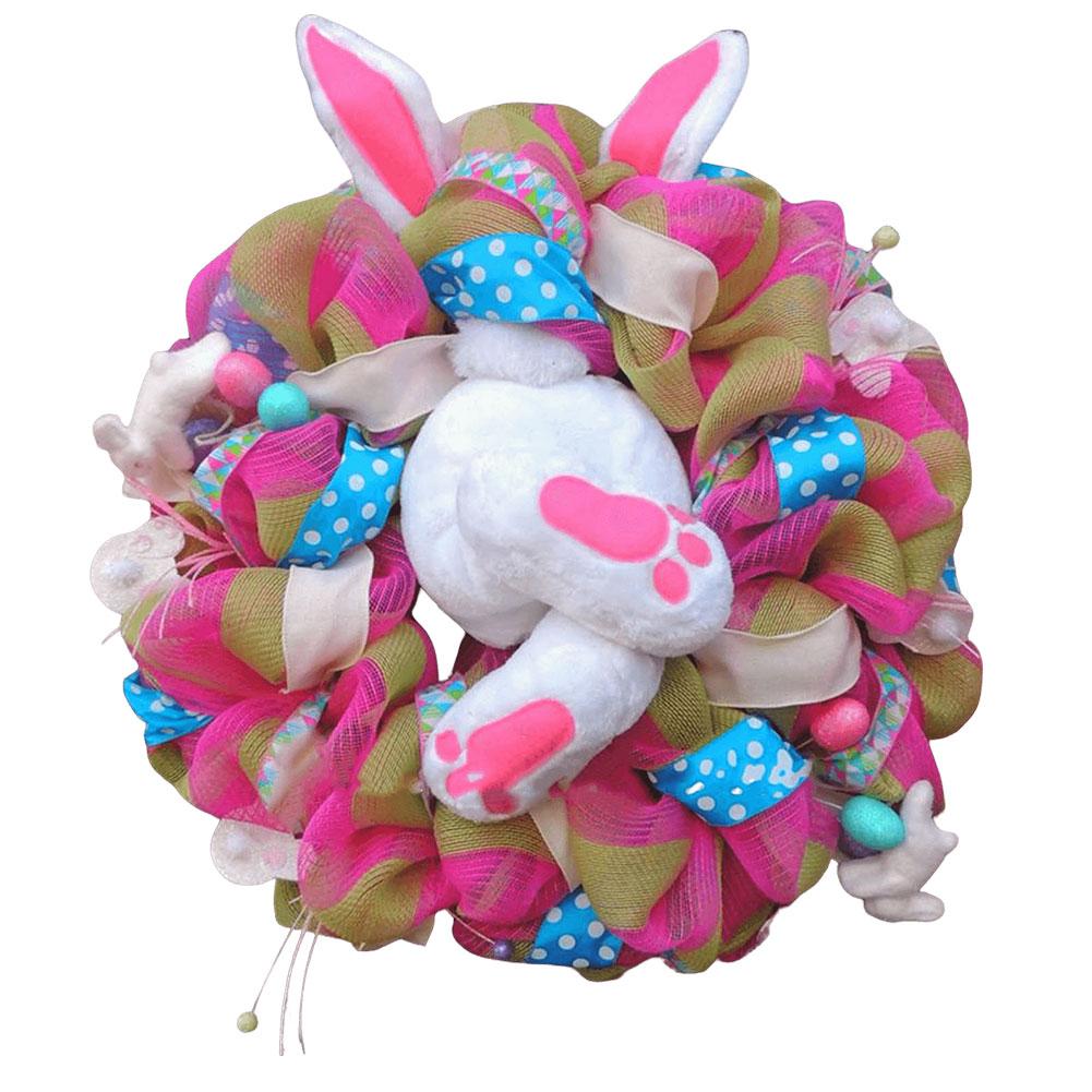 

Easter Bunny Wreath Bunny Door Hanging Wreath 45×40 Cm Rabbit Ribbon Decoration Creative for Front Door Outdoor Decor