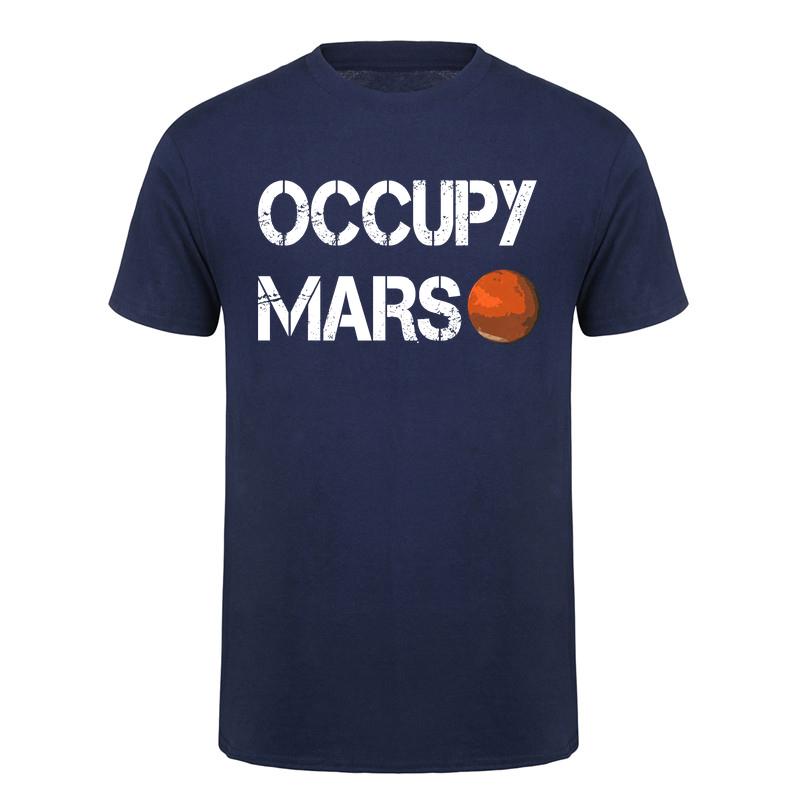 Occupy Mars T Shirt Unisex Space Mars Planet Graphic Tee Astronaut Universe Future Exploration Casual Short Sleeve Shirt Da105