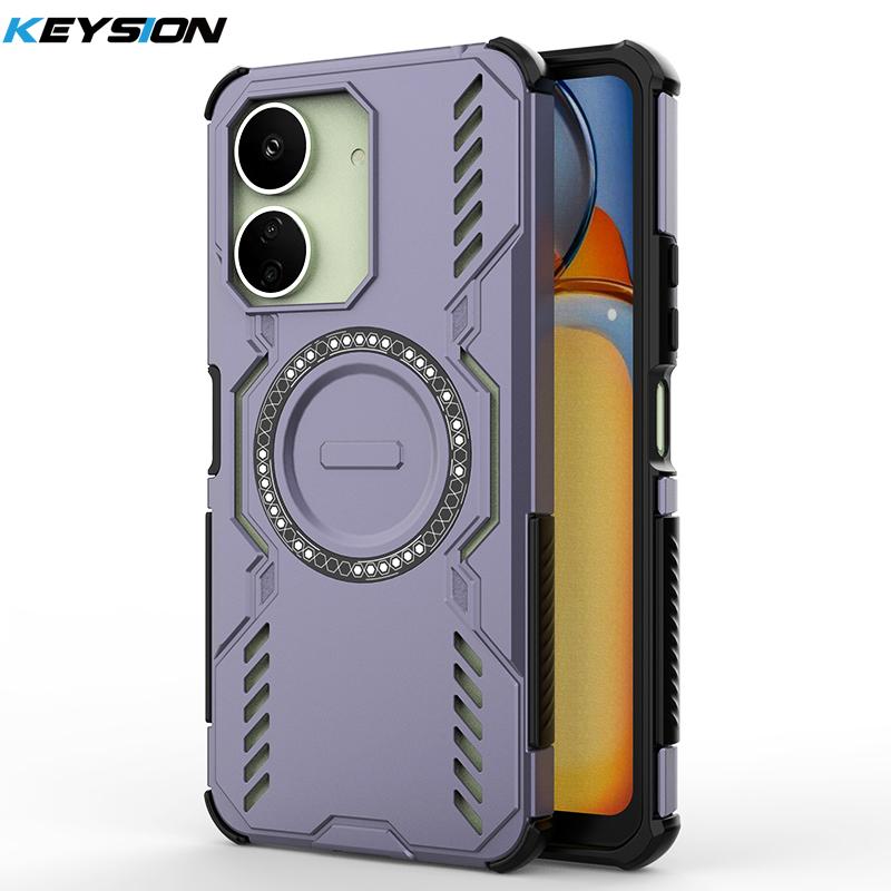 KEYSION Hollow Heat Dissipation Case for Redmi 13C 4G 5G Silicone+PC Magnetic Cooling Shockproof Phone Cover for Xiaomi POCO C65
