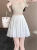 Women's Elastic Waist Pleated Chiffon Mini Skirt - Anti-Exposure, Slimming, Age-Reducing, Versatile Loose Fit for Spring/Summer.