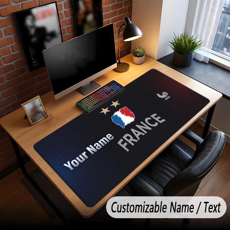 Large Mouse Pad France national football team Print Custom Name Text Desk Mat for Office Gaming