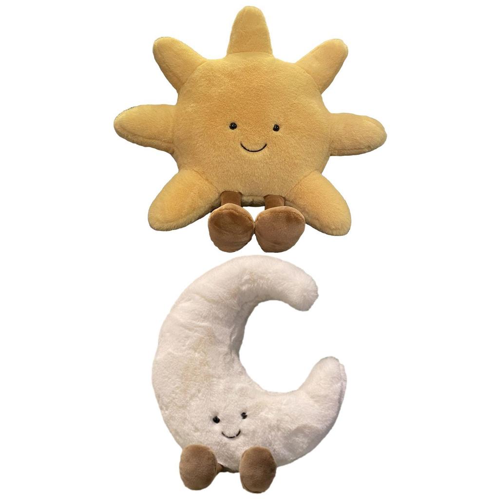 Очаровательная плюшевая игрушка с улыбающимся лицом, белой луной ...