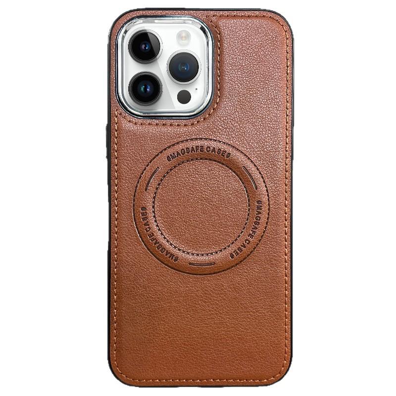 Leather Magnetic Protective Case with Wireless Charging for iPhone 15 Pro Max
