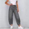 Women’s High Waist Wide Leg Cropped Pants Relaxed Fit Denim Casual Trousers with Hem Design