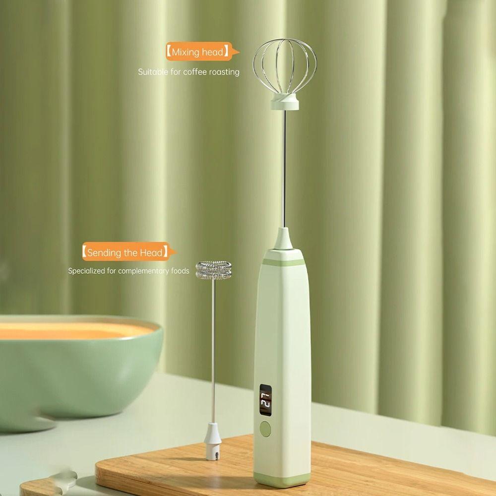 Digital Display Electric Milk Frother Wireless Milk Foam Maker Manual Cream Blender  Baking