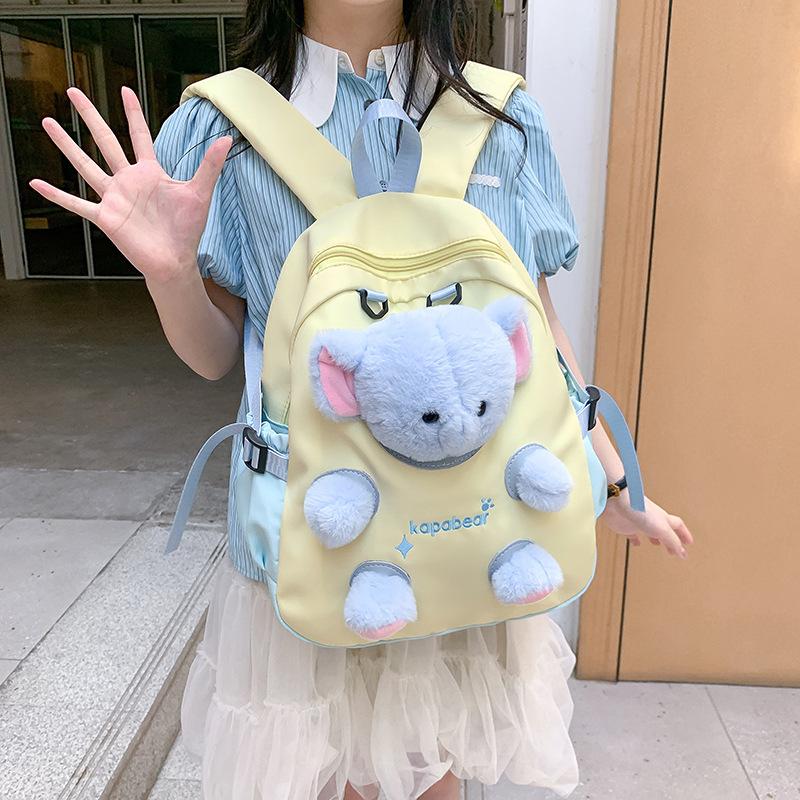 Schoolbag Cute Bear Schoolbag Plush Cartoon Doll Backpack Doll Girl Middle School High School Large Capacity Student Backpack