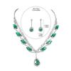 Luxury Rhinestone Beautiful Necklace Earrings Set Bridal Jewelry, Green Water Drop Pendant Earrings Accessories