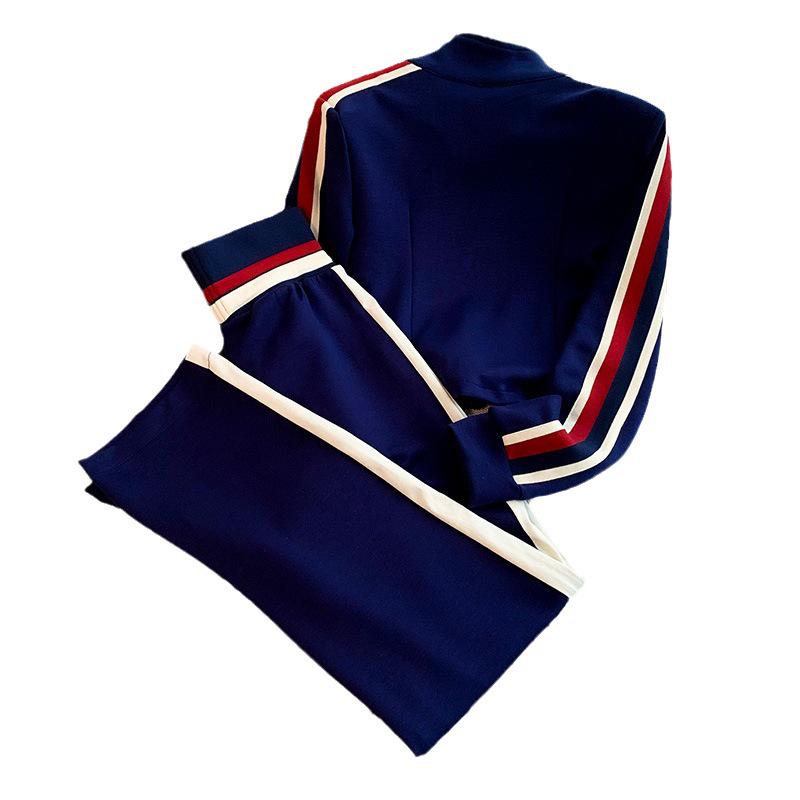 Survêtement de sport en velours pour femmes Automne/Hiver: Veste Pull Courte Design Européen & Ensemble Décontracté Deux Pièces