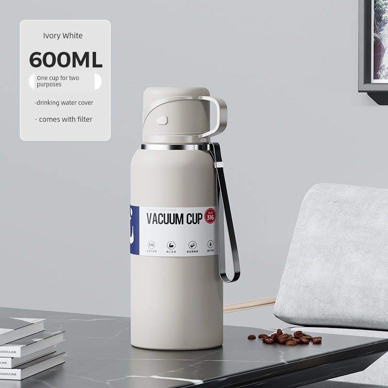 New Model Peony Flower Language 316 Stainless Steel High-Looking, Large-Capacity Thermos Cup for Outdoor Use and Portable Tea Brewing