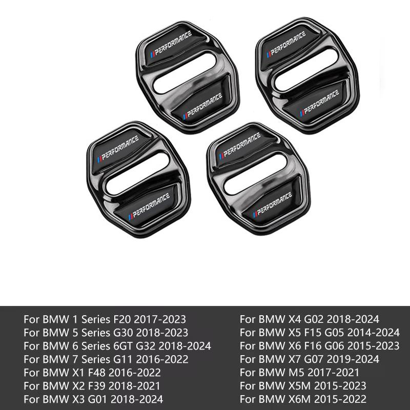 

В автомобильных аксессуарах 4 шт./компл., Наклейки на крышки замков дверей автомобиля для BMW 3 5 серии X1 X3 X4 X5 G20 G32 F48 G01 G02 F15 G05 G07 G11 чёрный