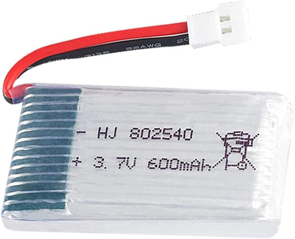 Set of 4 LiPo Batteries 3.7V 600mAh for Drones | Compatible with Syma X5, Cheerson CX-30W, Skytech M68 | Includes Charger, Silver