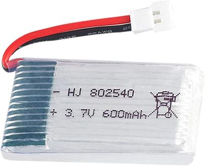 Advanced LiPo Battery 600mAh 3.7V 25C | Compatible with Syma X5C, X5, Cheerson CX-30W, Skytech M68, Wltoys F949 | 42x25x9mm | Silver