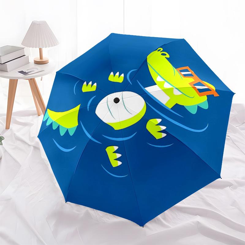 1PC Alligator Swimming Automatic Windproof Umbrella 8 Rib Portable Folding Black Iron Frame for Outdoor, Beach, Travel, Beach Umbrella,S24