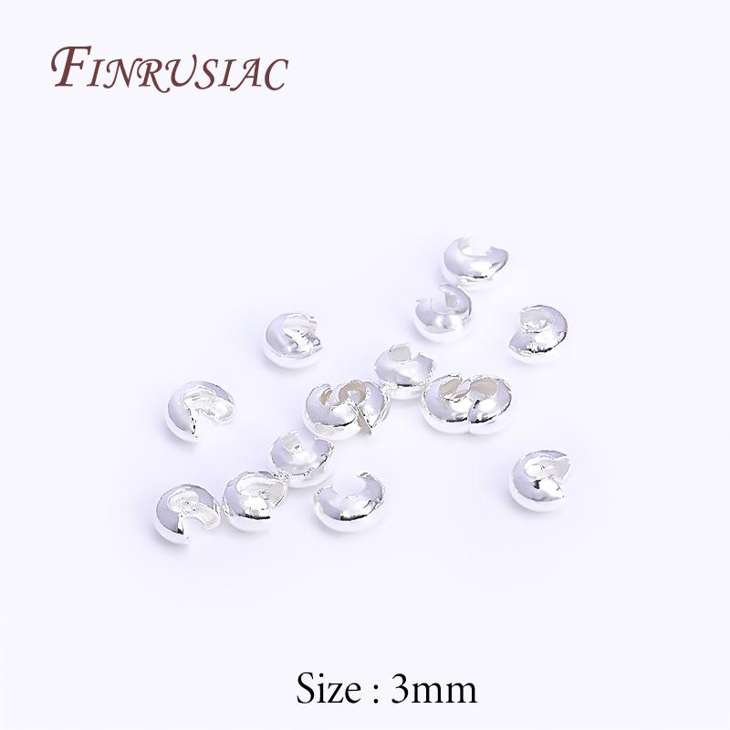 50/100Pcs 18K Gold Plated Crimp Covers,Round Covers Open Crimp End Beads,Stopper Spacer Beads For DIY Jewelry Making Supplies