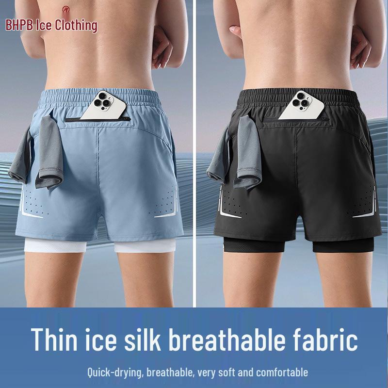 

Мужские шорты для бега с охлаждающим эффектом: Летние быстросохнущие 3-точечные с карманом для телефона и подкладкой 4XL